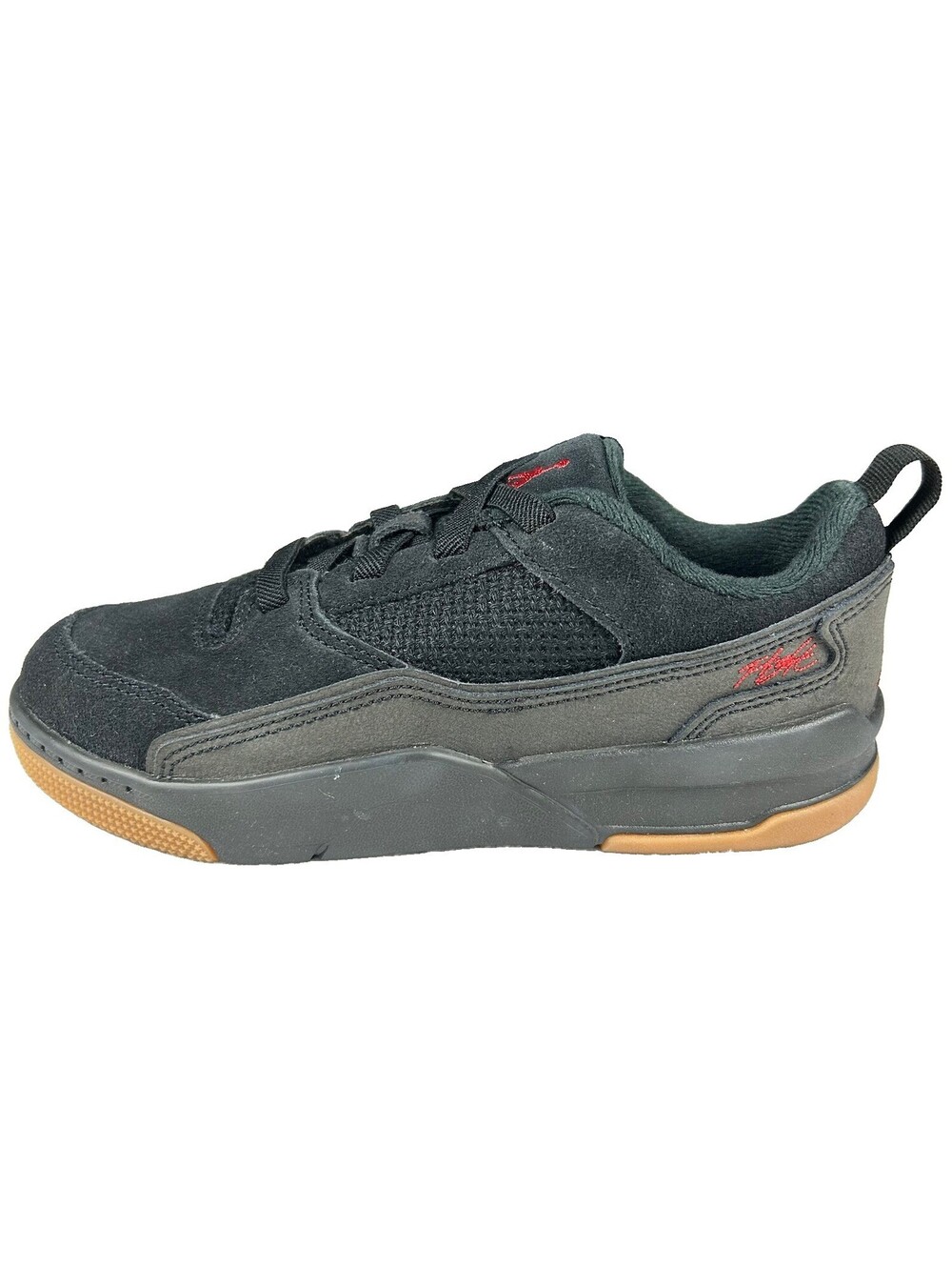 Nike Air Jordan Flight Court Shoes Kids Size 2Y Black Red Gum HF3333-001 New